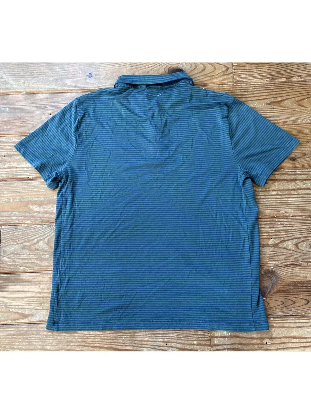 J.Crew Men's XL Performance Polo Classic Fit COOLMAX Blue Green Striped